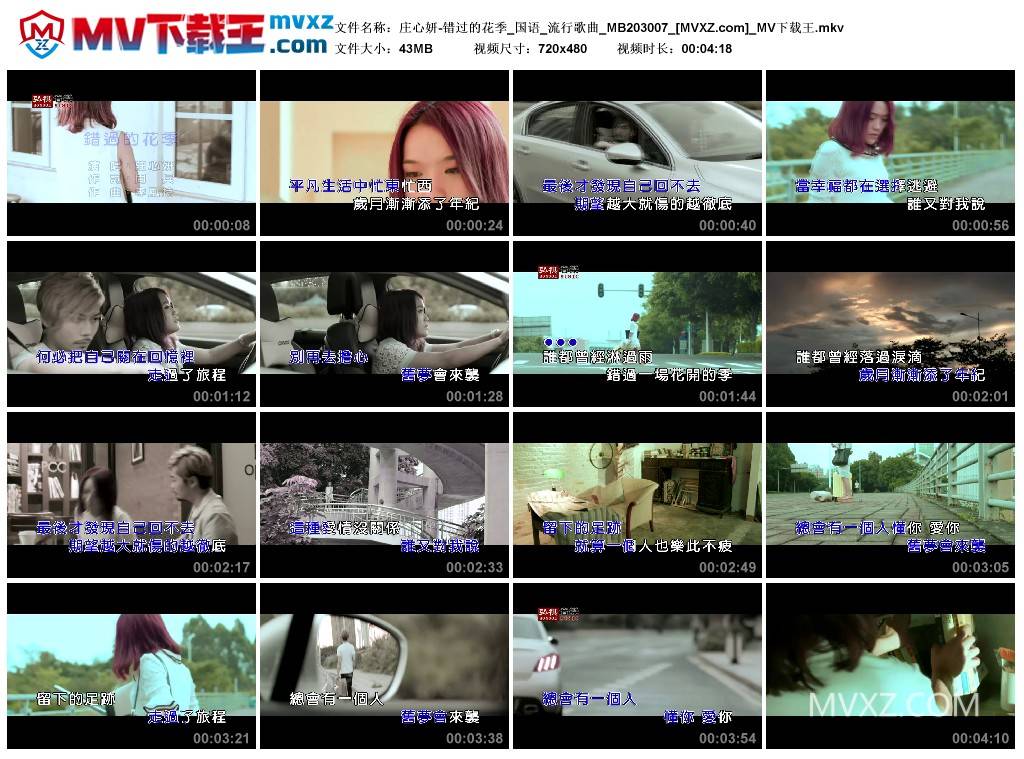 庄心妍-错过的花季_国语_流行歌曲_MB203007